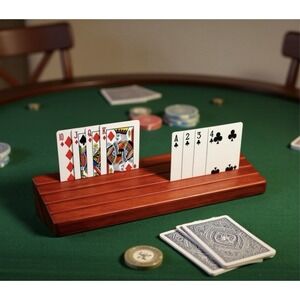 Exqline Wooden Playing Card Holder for Hands-Free Play for Kids, Adults, Seniors
